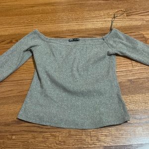 Gray zara over the shoulder top size large